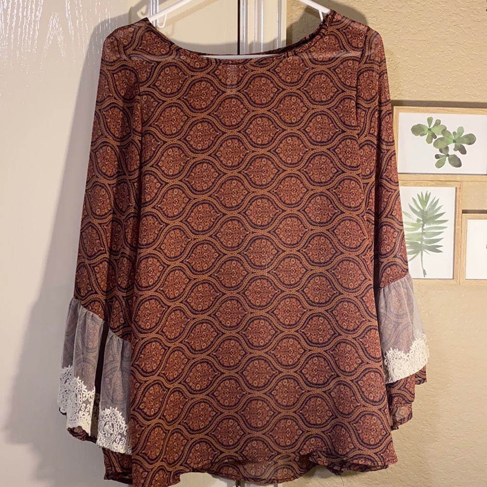See-though long sleeve western top!!